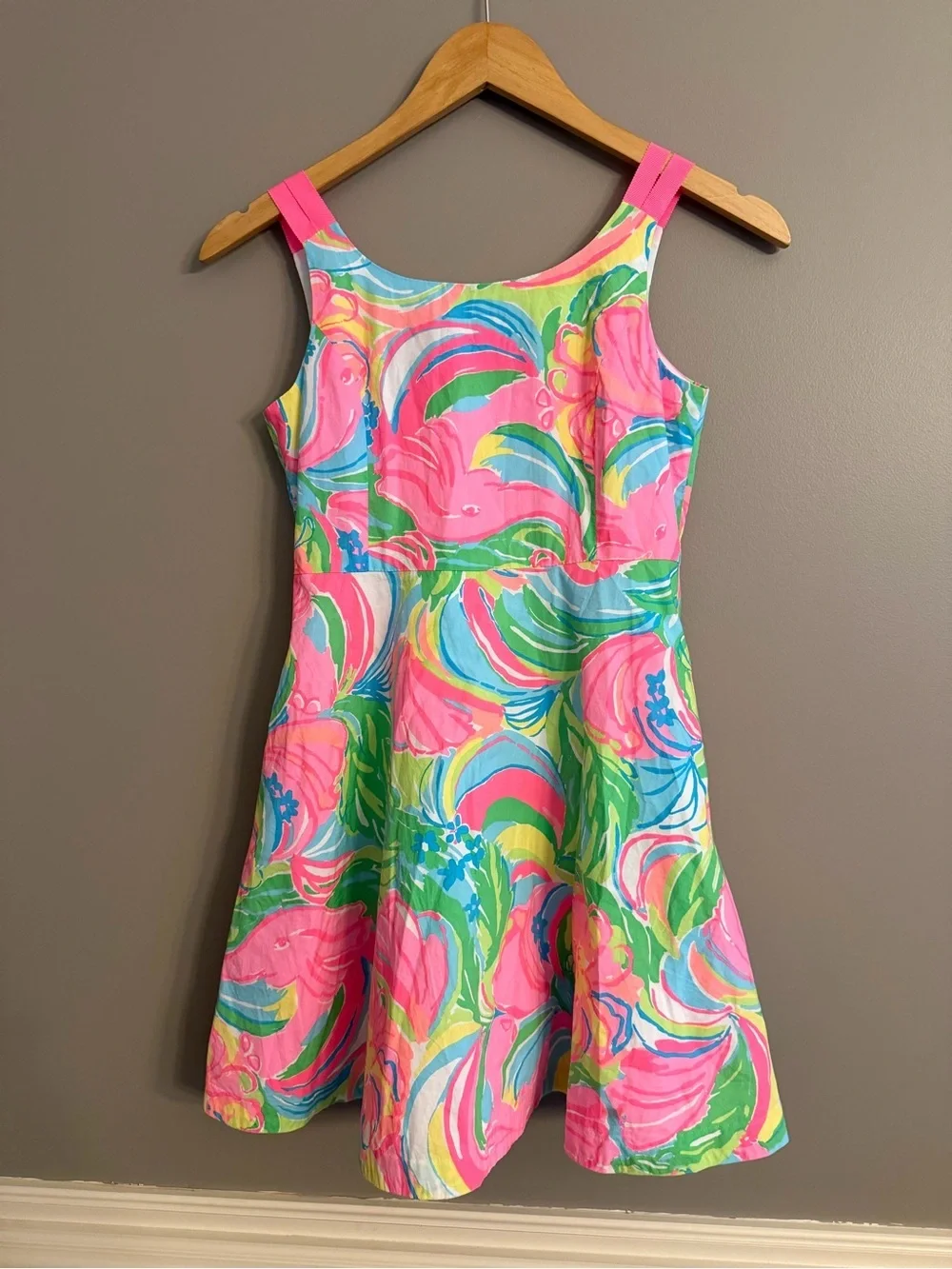 Lilly Pulitzer Charlie Dress So A Peeling Fit N Flare Girls 12 Pink Orange Blue
